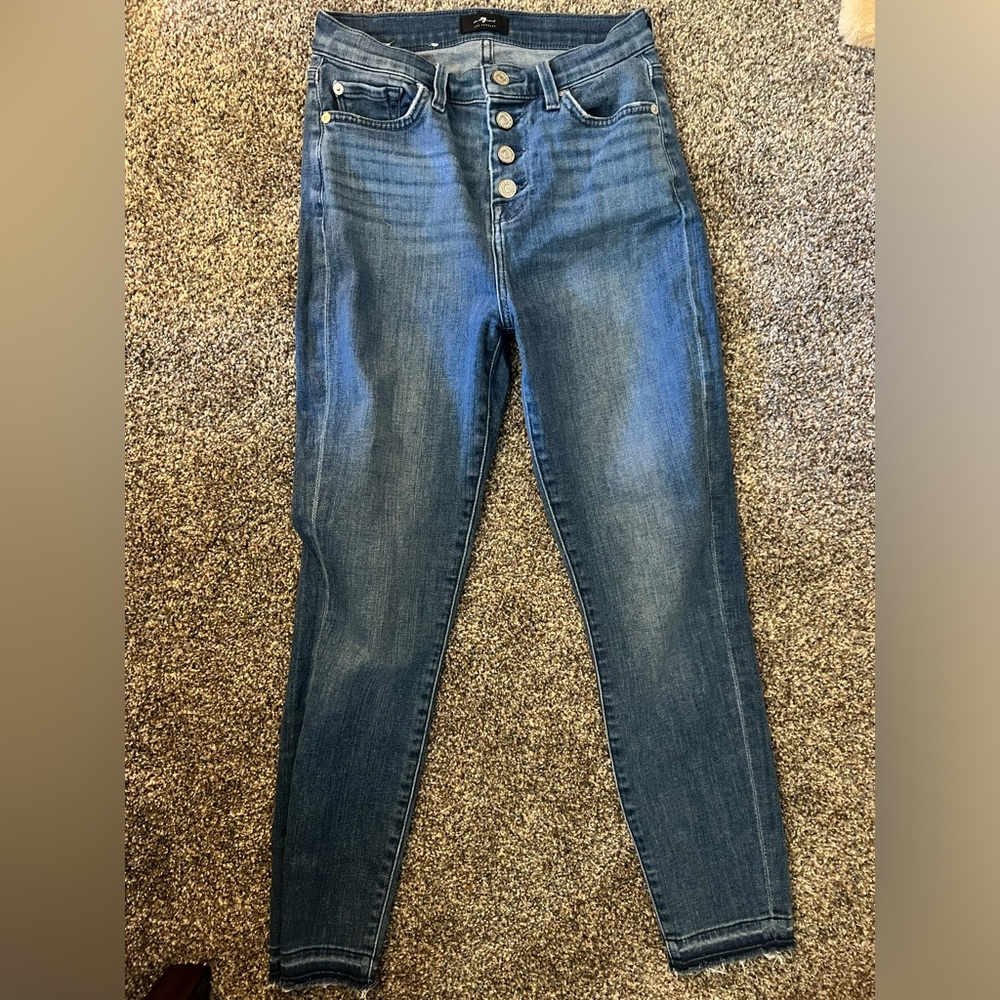 Seven jeans, size 25. Cropped denim with button fly
